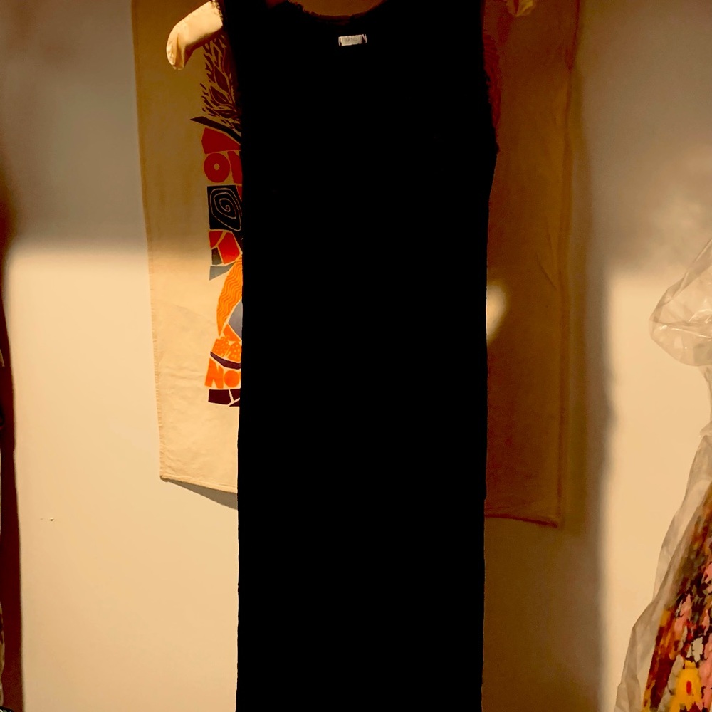 Black evening dress, different materials to make it interesting and different..